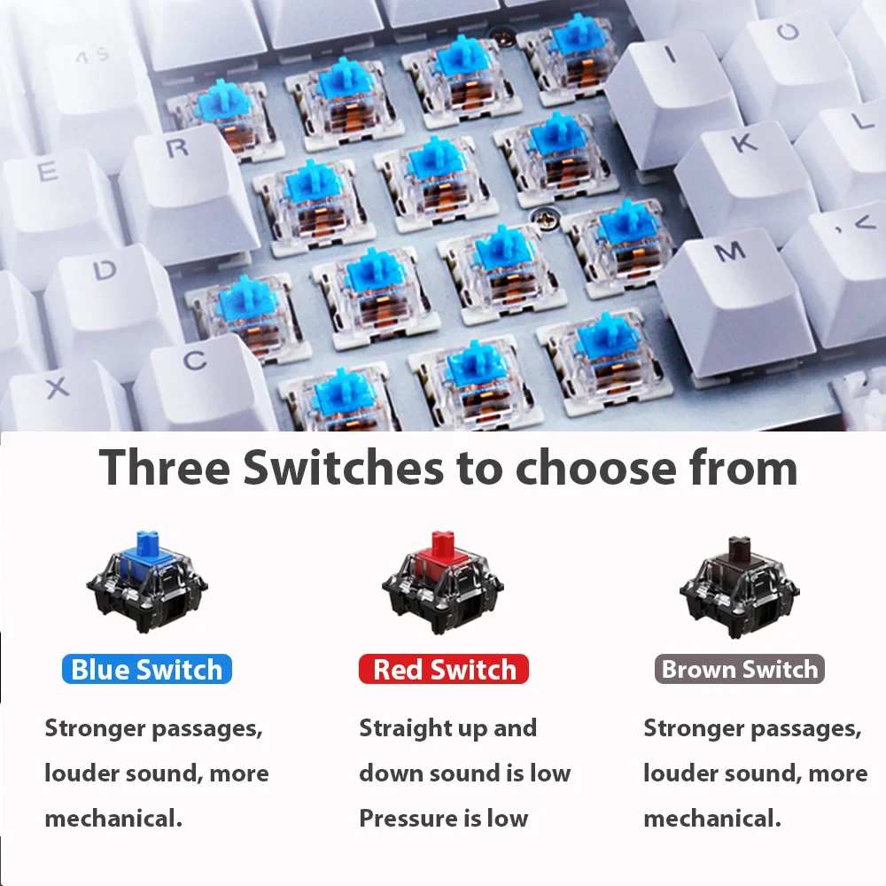 Imagem -06 - Conjunto de Teclado com Fio Mecânico 61 Teclas Led sem Fio Usb Mouse para Computador Laptop
