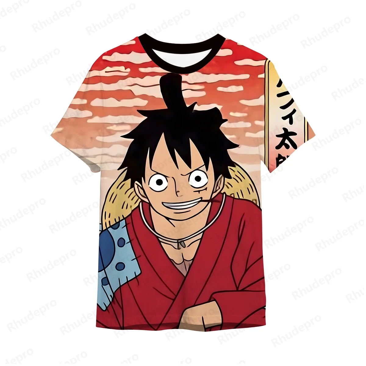 

2024 Summer Men's One Piece Anime Monkey D. Luffy 3D Printing Role Play Women's And Children's Street T-shirts Unisex Oversized