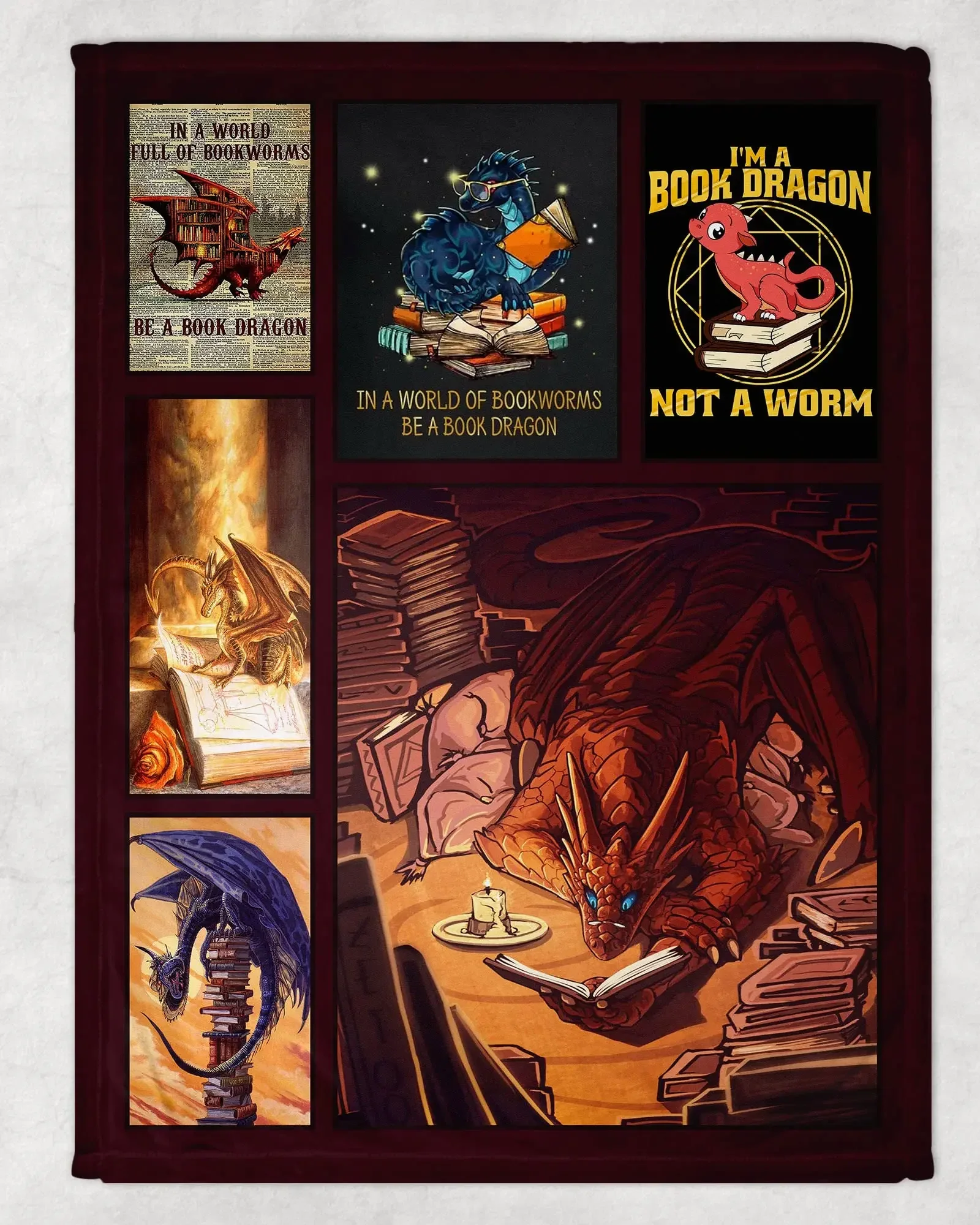 Be A Book Dragon Blanket In A World of Bookworms Dragon Blankets Warm Reading Throw Blanket Birthday Christmas Custom made Gifts