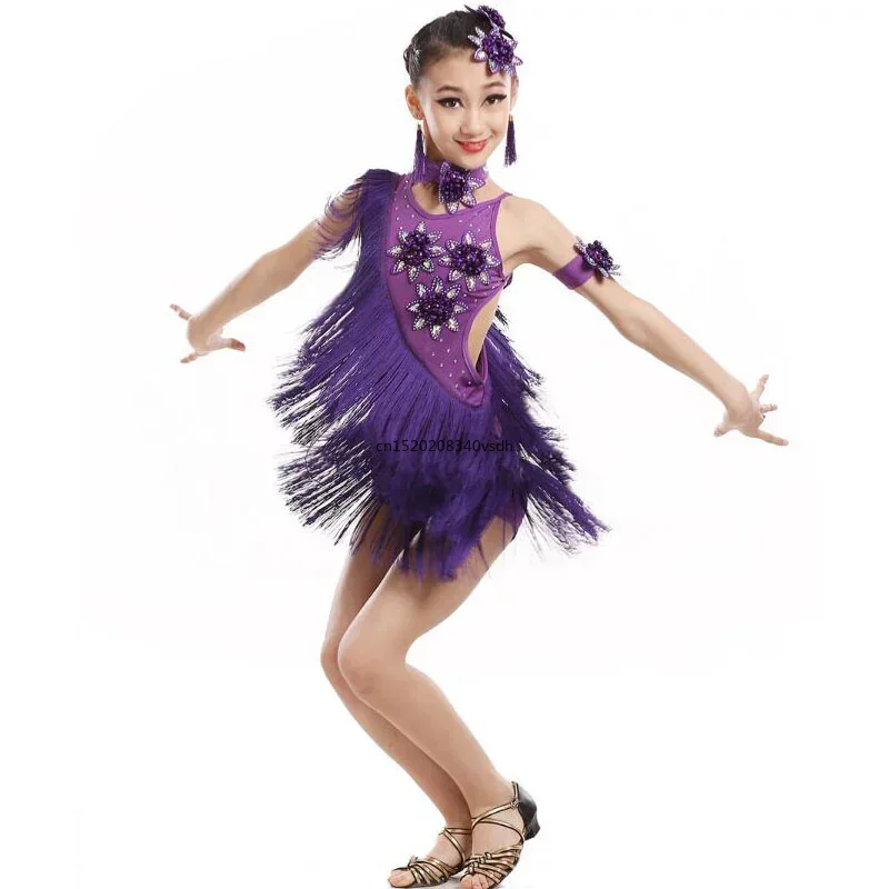 Moderne Meisje Latin Dance Jurk Voor Meisjes Samba Jurk Stijldansen Jurk Meisje Wedstrijd Dancewear Kids Kid Dance Kostuums