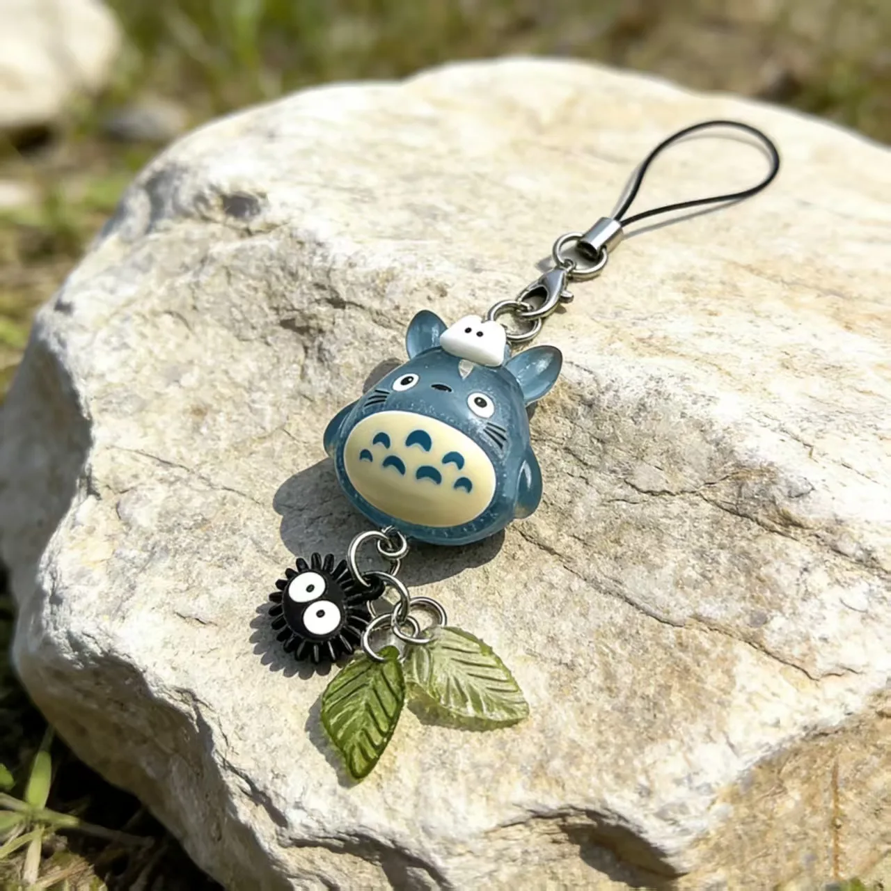 Llavero de Teléfono Kawaii con Animal Azul Totoro, Colgante de Gato de Anime del Bosque, Accesorios de Cosplay, Regalo de Navidad Hecho a Mano