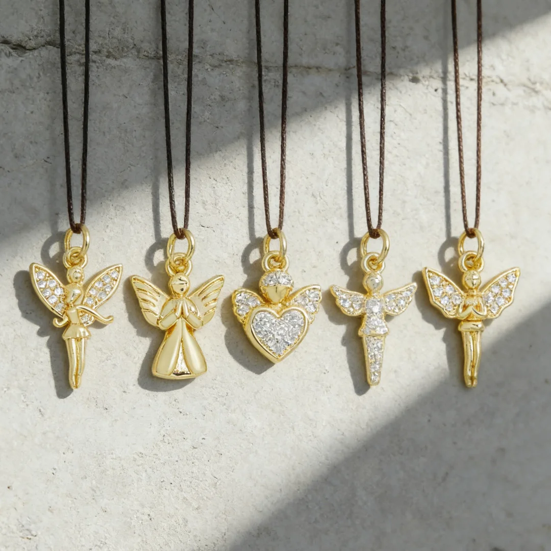 

4Pcs Pendants Gold Plated Shiny Angel Wings Fairy Charms for DIY Jewelry Making Accessories Necklace Bracelet Craft Men Women