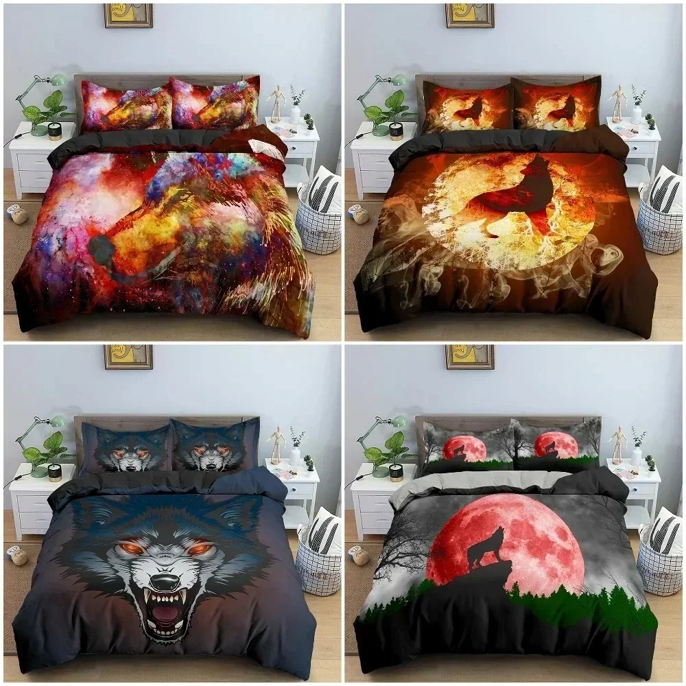 Top Wolf Duvet Cover King Queen Size Bedding Set For Bedroom Decor Soft Luxury Bedclothes With Pillowcase Home Textile