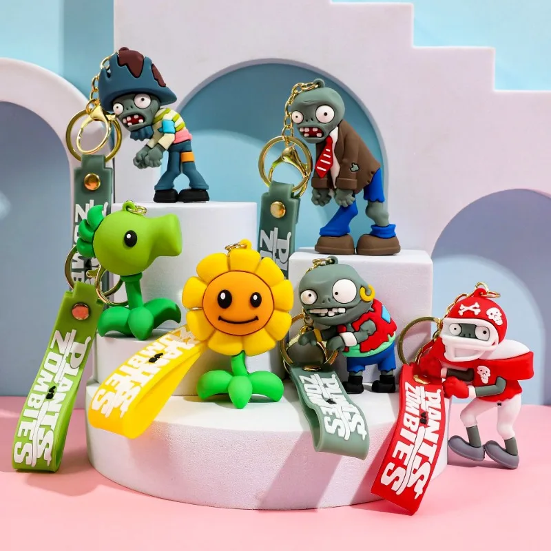 

Plants Vs. Zombies Keychain Set Peashooter Sunflower Zombie Figure Keychain PVC Game Character Key Ring for Bag Backpack Gifts