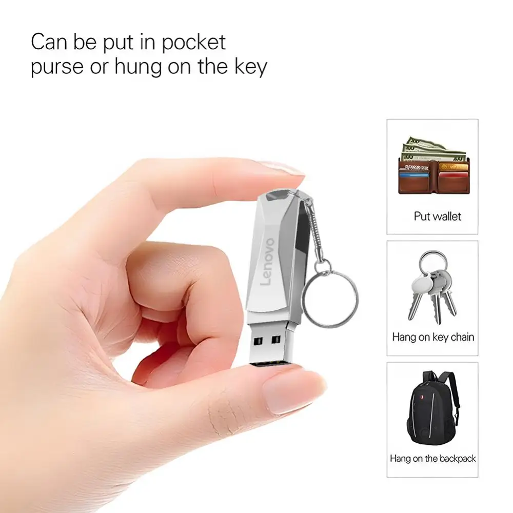 100% Original Lenovo Real Capacity 2TB USB Memory USB 3.0 Flash Drive Super Tiny Pen Drive 128GB Pendrive For Laptop/Tablet/PC