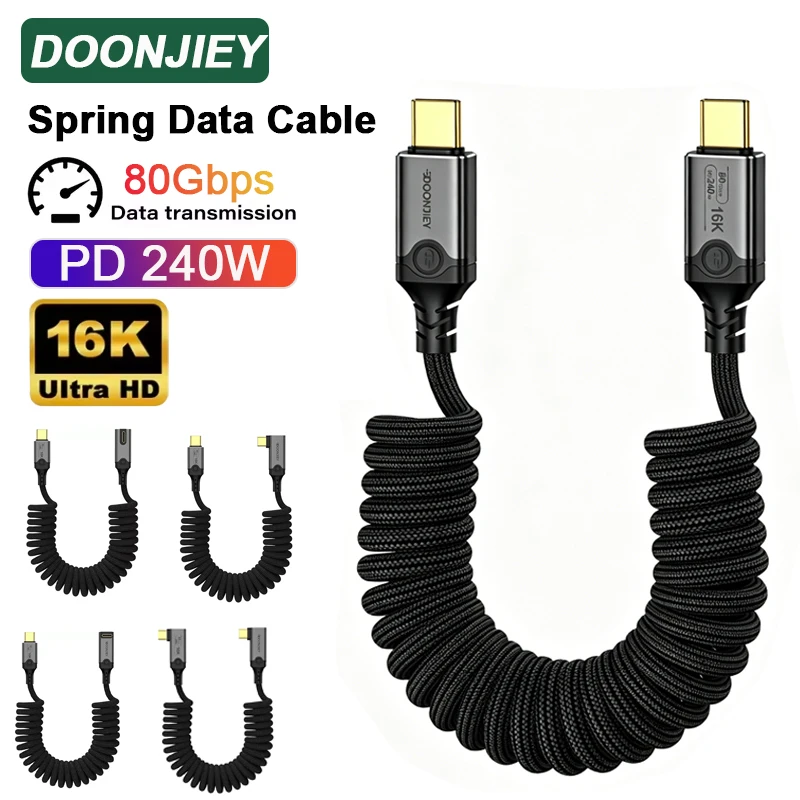 �y�Z�[�����zDOONJIEY PD240W USB 5 �t���@�\�P�[�u�� �^�C�v C �J�[�X�v�����O�R�[�h 80Gbps ThunderBolt 5 16K@60Hz iPhone 17 Pro Max MacBook�p