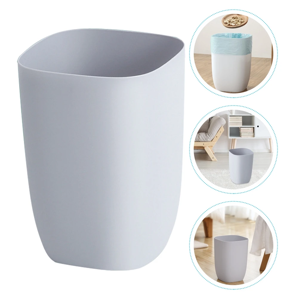 

Trash Bin Gray Can Trashcan for Kitchen Car Waste Basket Garbage Grey Modern Office