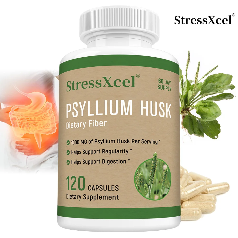 Pure Psyllium Husk Capsules, Natural Colon Cleanse & Detox, Gut & Digestive Health, Constipation Relief, Bloating & Gas Support