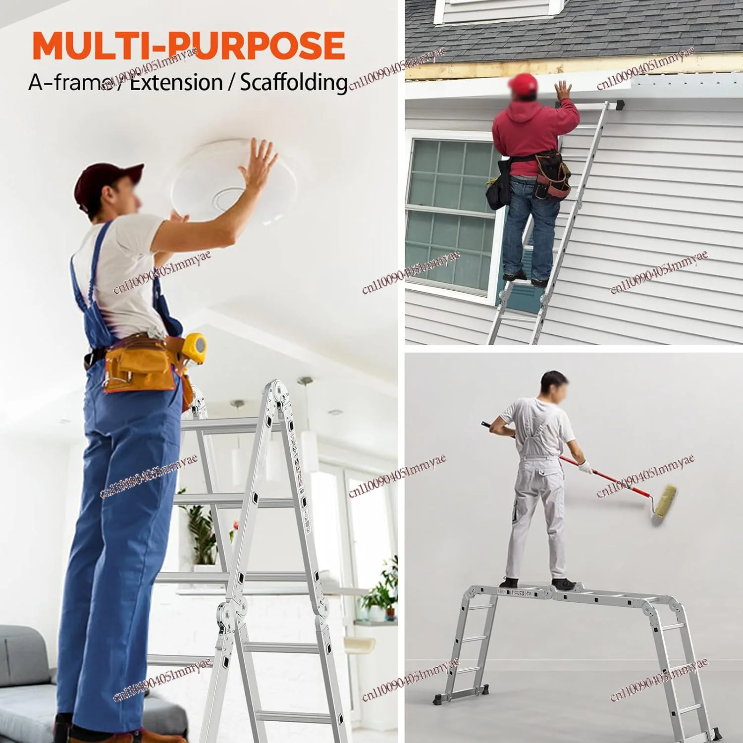 Multifunctional Folding Ladder Aluminum Alloy Thickened Herringbone Ladder Telescopic Household