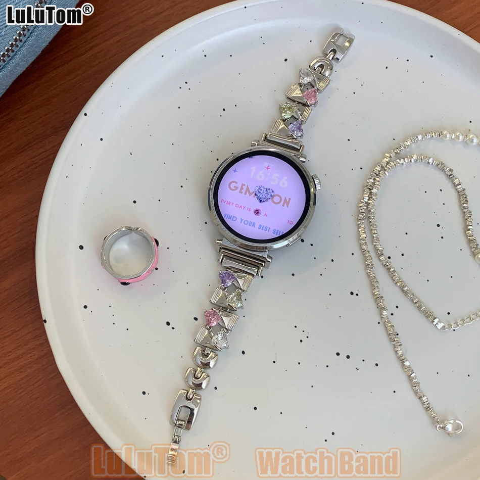 

Роскошный ремешок с цирконием Love для Samsung Galaxy Watch 8 Ultra 7 6 5 4 44/40 Huawei GT5 Pro 42/46 18/20/22 мм, женский элегантный ремешок конфет