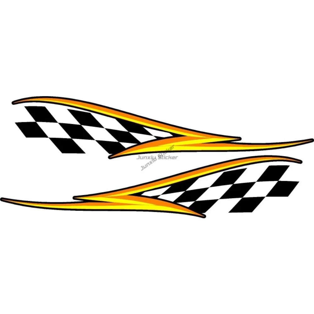 

Checkered Flag & Stripe Racing Vinyl Graphics Decal Sticker Scratch-proof Exterior Bumper Camper Bodywork Laptop Phone Decal