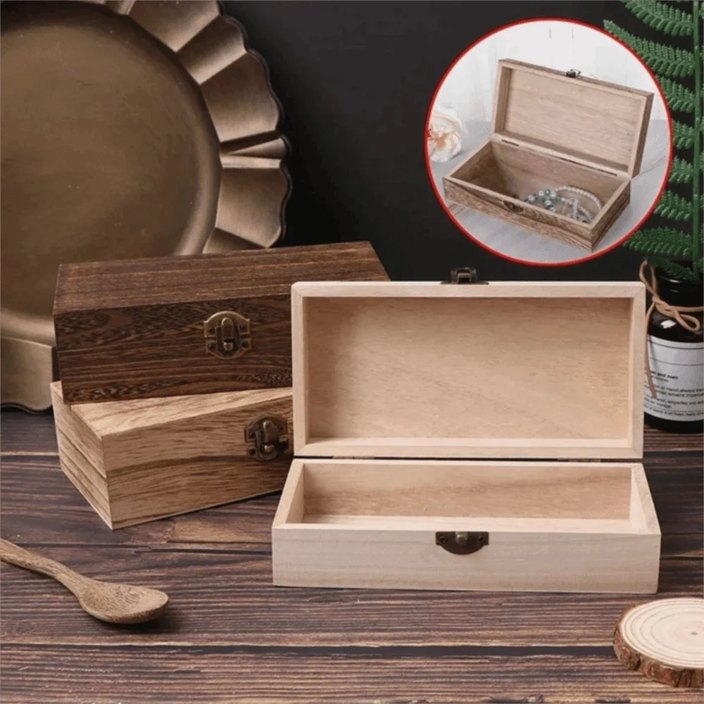 Sturdy Wooden Gift Packaging Boxes Vintage Flip Lid Flip Top Wood Case Gift Packaging Box Desktop Sundry Storage