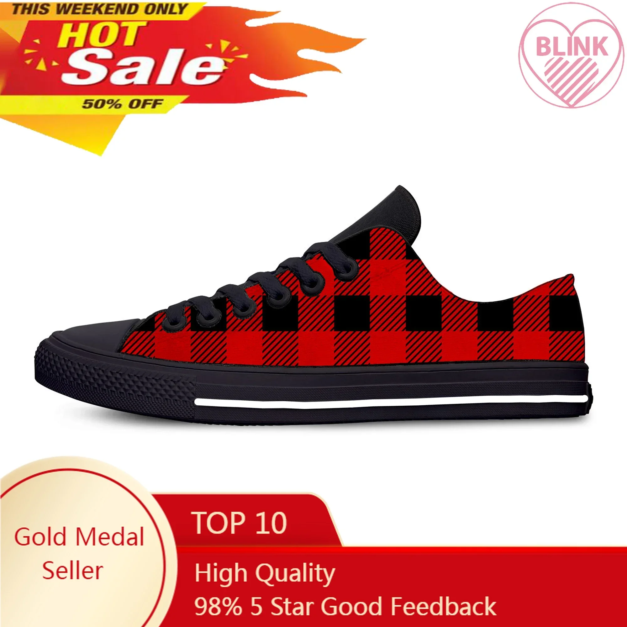 Hot Anime Buffalo Plaid Check Fashion Classic Breathable Casual Shoes Low Top Lightweight  Men Women Sneakers Latest Board Shoes