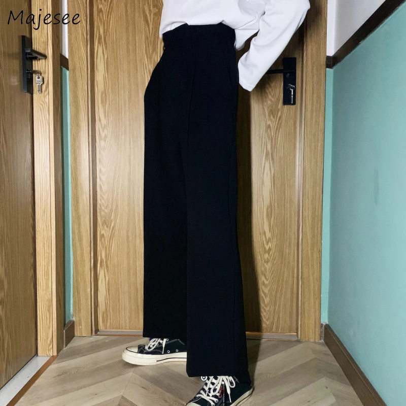 Men Casual Pants Solid Simple Large Size 3XL Button Fly Chic Mens Korean Style Straight Trousers All-match Ankle-length Loose