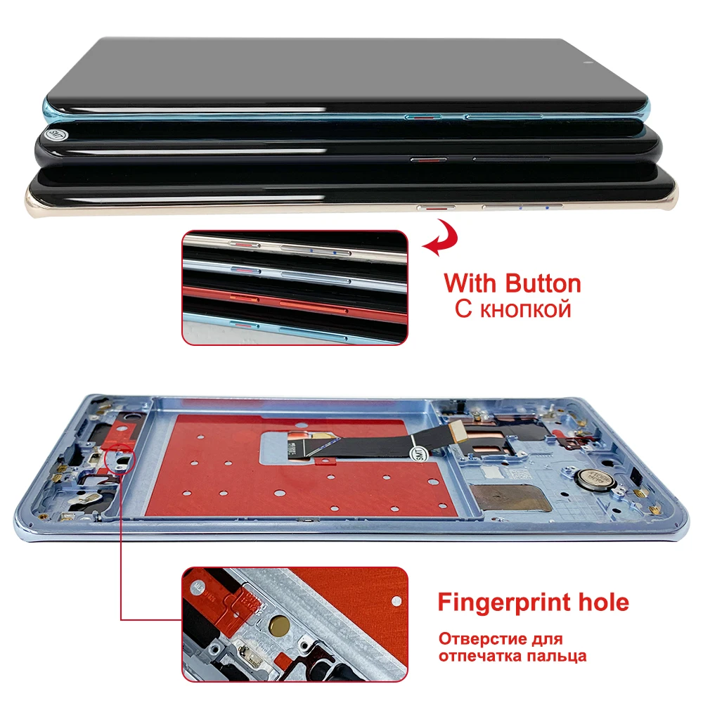 P30 Pro Display with Fingerprints, New AMOLED for Huawei P30 Pro VOG-L29 VOG-L09 Lcd Display Touch Screen Digitizer Replacement