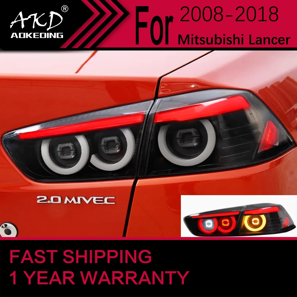 

Автомобильные фары для Mitsubishi Lancer EVO, светодиодный задний фонарь 2008-2018 EX, задний стоп-сигнал, тормозной сигнал, DRL, задние автомобильные аксессуары