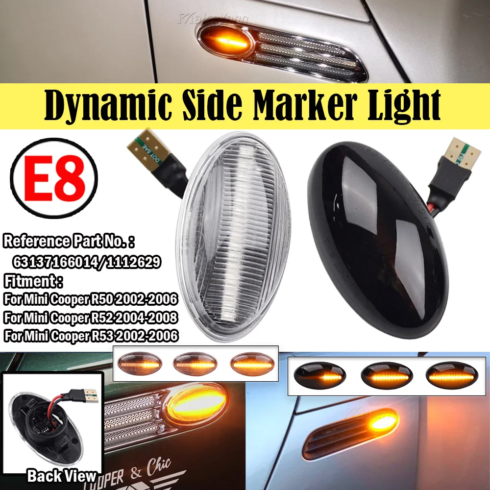 63137166014 For BMW MINI Cooper R50 R52 R53 2002-2008  1112629 LED Dynamic Sequential Flashing Turn Signal Light