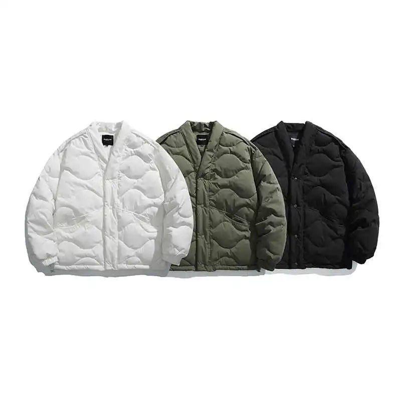 الشتاء اليابانية الرجعية مبطن القرع منقوشة القطن معطف الرجال والنساء فضفاضة وسميكة الطاوية رداء سترة بدون ياقة #5