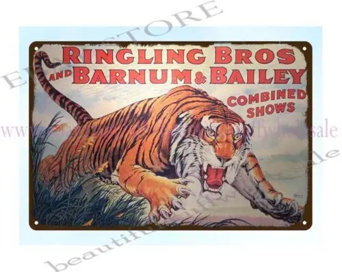 Ringling Brothers Barnum and Bailey Circus tiger metal tin sign tin garage