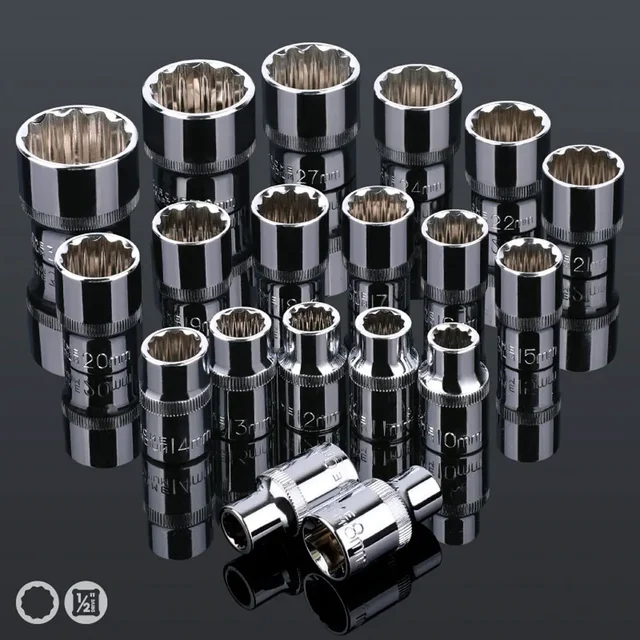 1 szt. 12-punktowy krótki bit nasadowy 1/2 "napęd 8-32mm klucz grzechotkowy 12 zestaw nasadek zębów do samochodów naprawa samochodów narzędzia ręczne