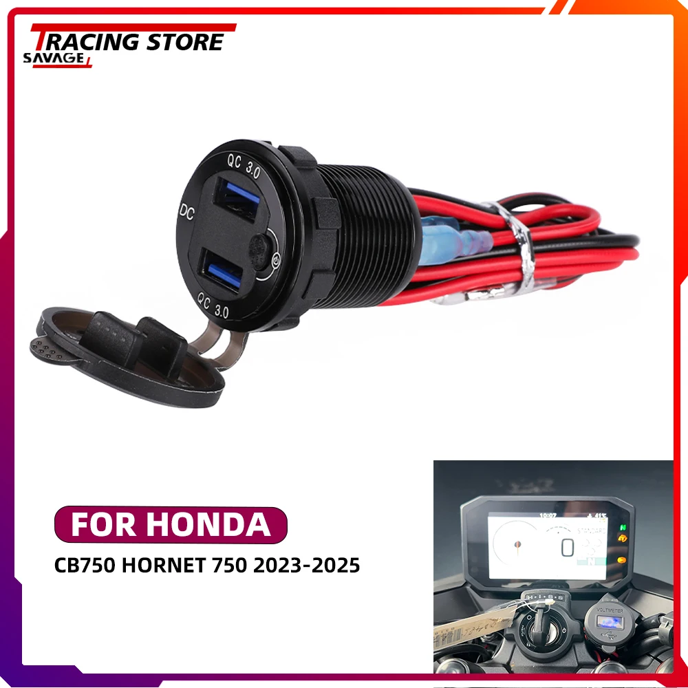 2025-750-30急速充電器-デュアルusb-aux-ホンダcb750ホーネット補助12vコンセント電源コネクタソケットプラグアダプターケーブル