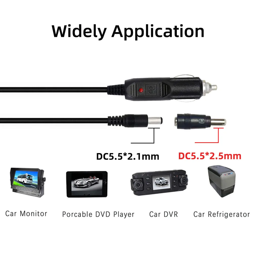 19FT DC Car Charger Power Supply Cable Cigarete Lighter Male Plug to DC 5.5mm x 2.1mm Connector Cord for Portable DVD Player Car