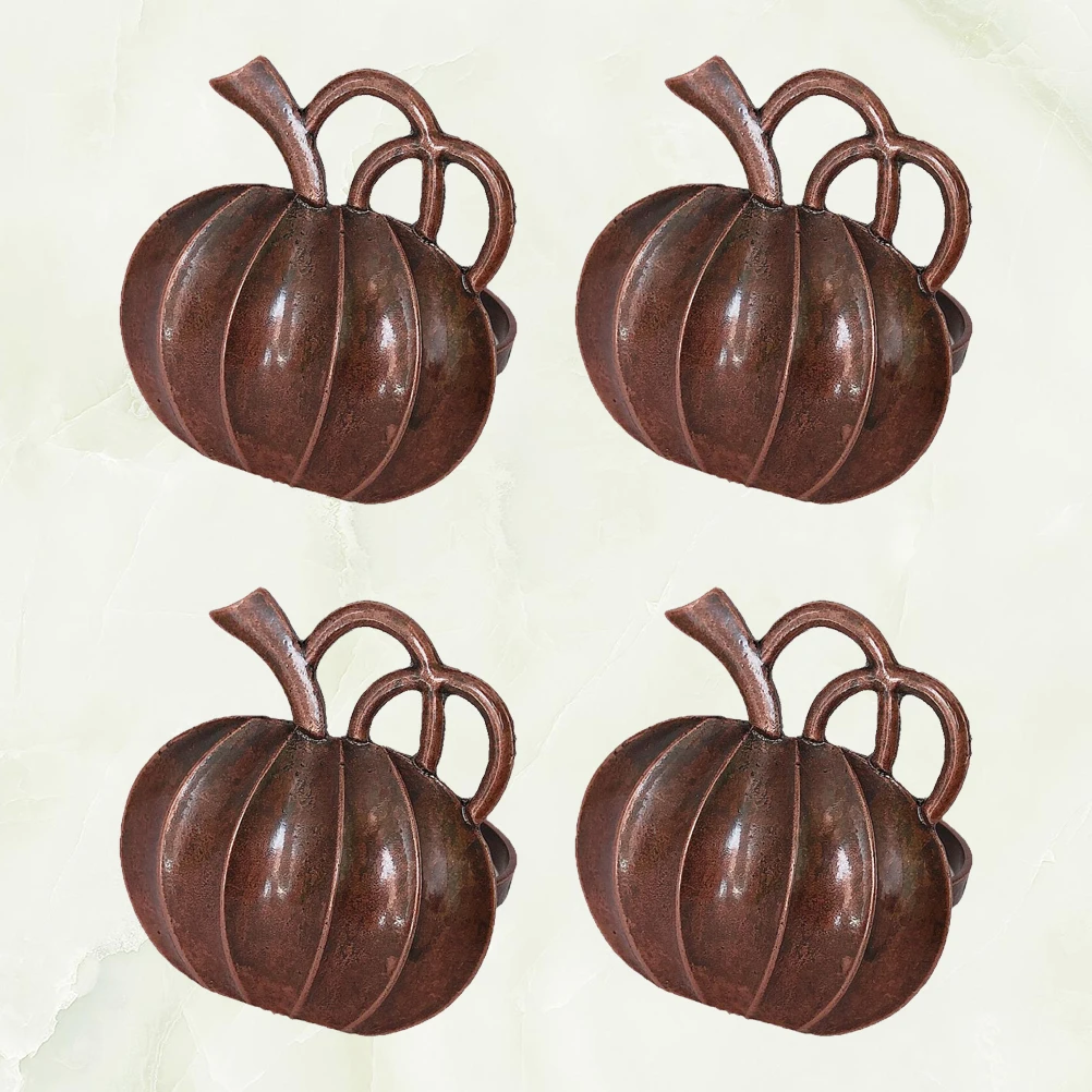 

4 Pcs Pumpkin Napkin Buttons Ring Dining Room Table Decor Dinner Rings Retro Alloy Holder Metal