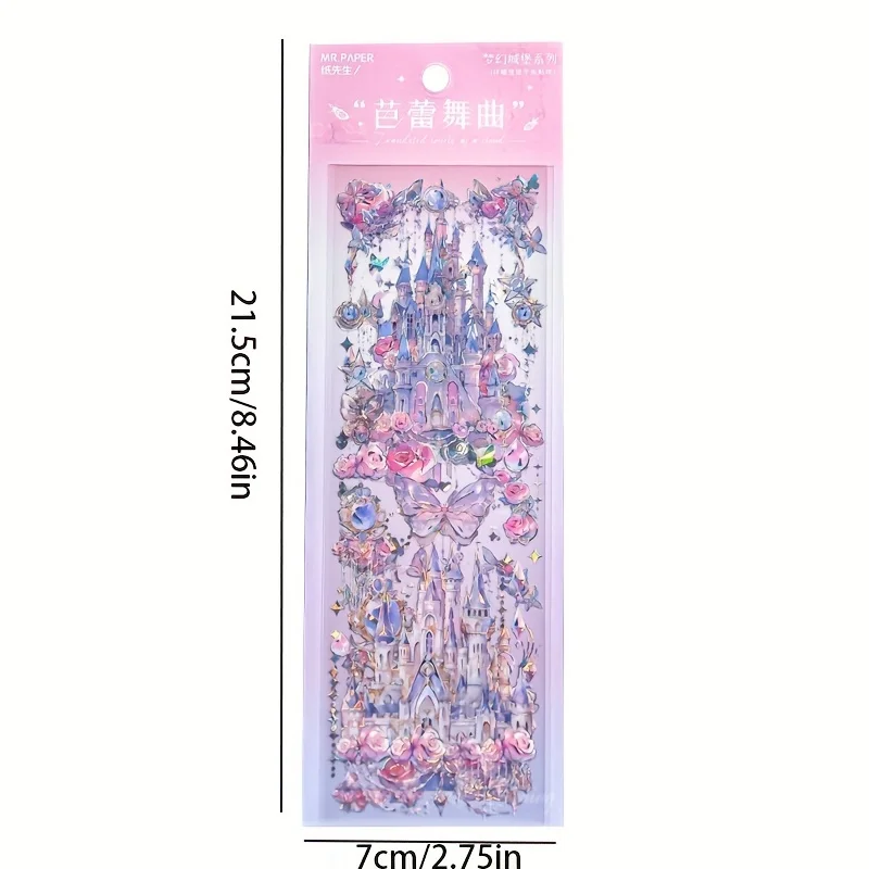 3 Sheets Embossed Gilding PVC Stickers for Scrapbooking DIY Decorative Material Collage Journaling