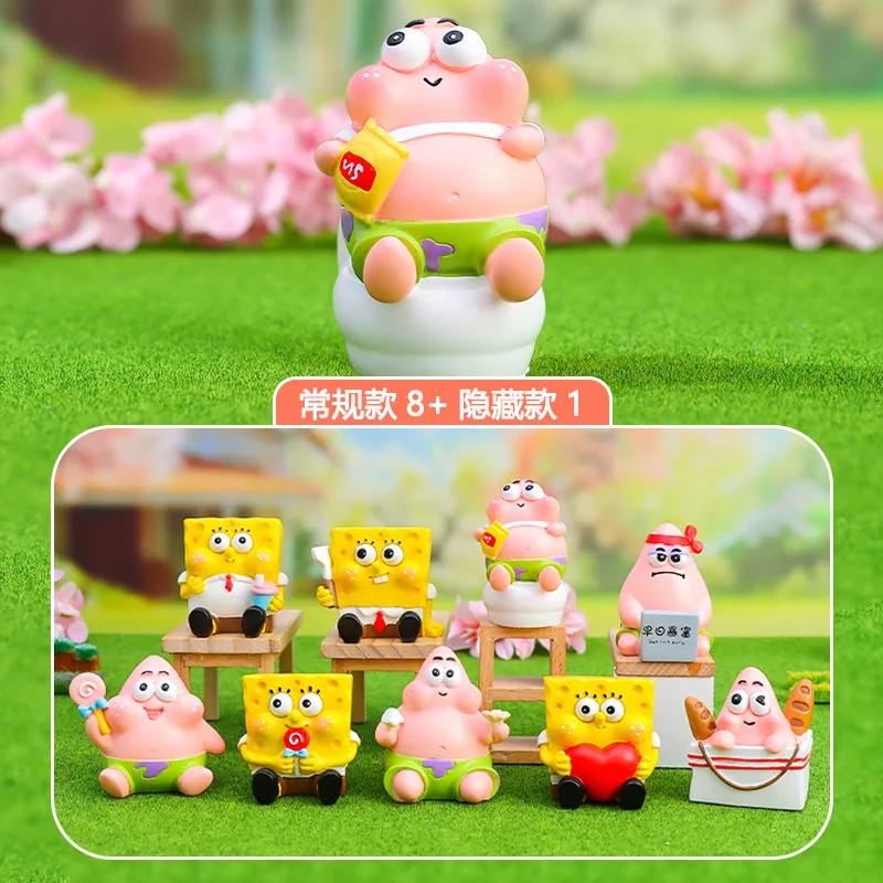 Spongebob Squarepants Mystery Box Pie Big Star Cute Blind Box Handmade Bedroom Bedhead Luminous Decorative Cabinet Desktop Gift