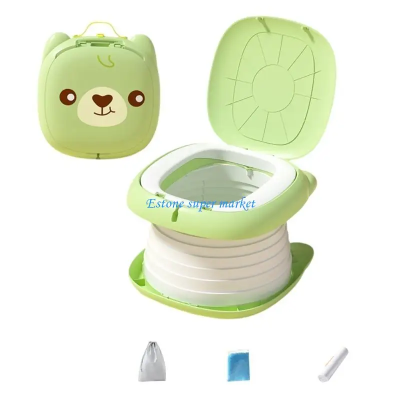090B Folding Toilet for Children Portable Travel Urinal Multifunctional 3 In 1 Stool Trash Can Small Car Potty Toilet Unisex