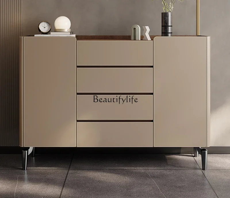 

LJYFG10Italian saddle leather solid wood porch locker high bedroom TV cabinet