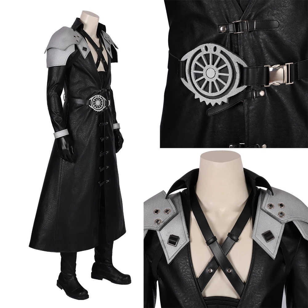 

Высококачественный ремейк FF7, косплей-костюм Sephiroth для Хэллоуина, костюмы для взрослых, черный наряд на заказ