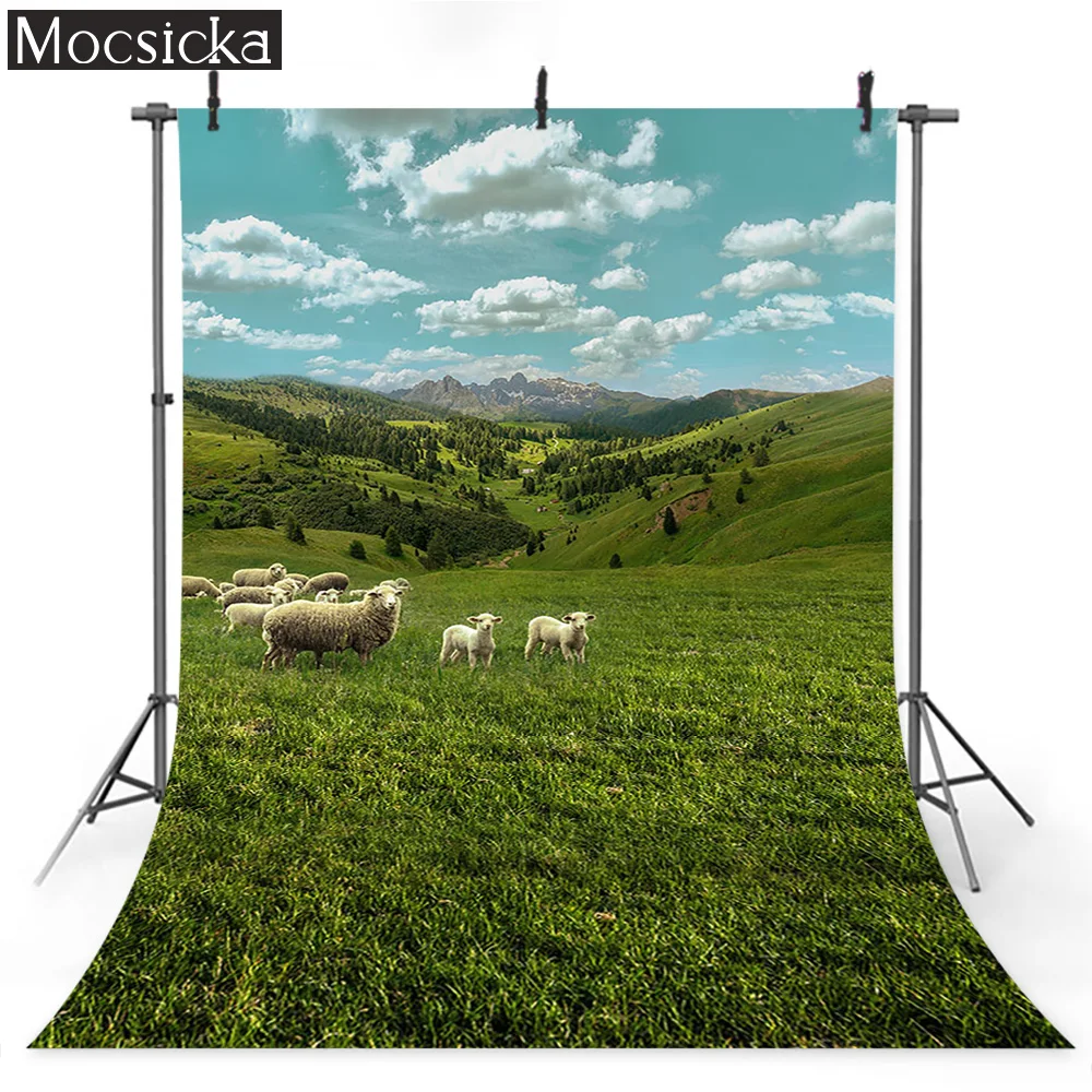 

MOCSICKA Nature Mountain Grassland Goat Background Painting Art Canvas PaintingPictures Photo Spring Decorative Background