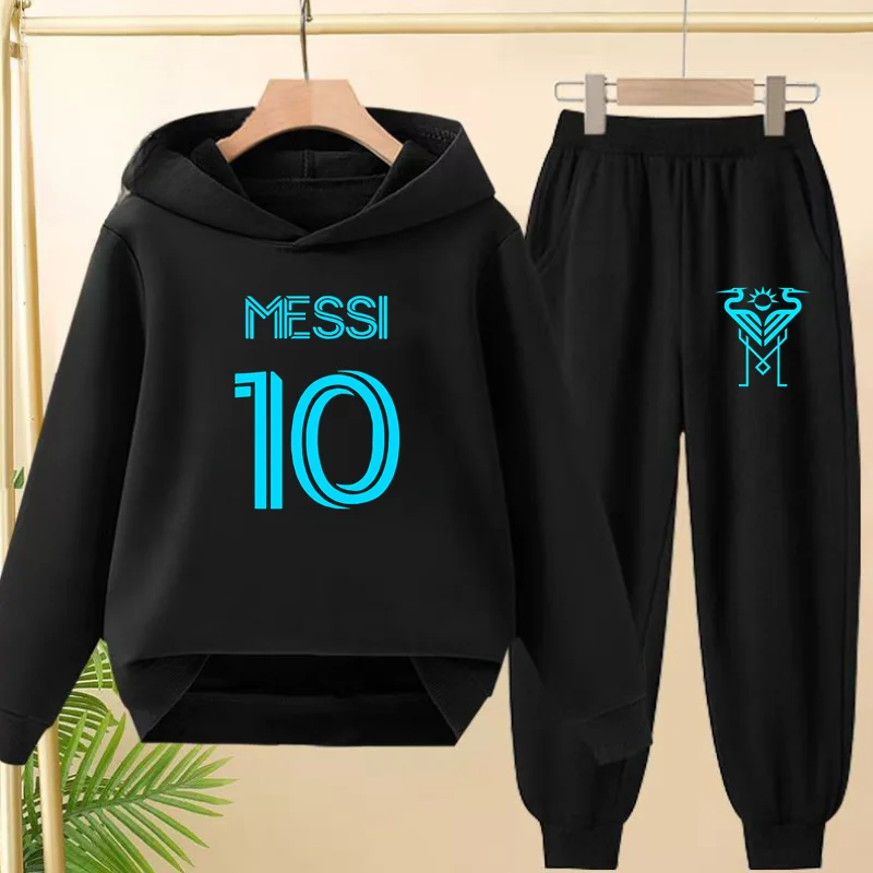 

Children 2 Piece 3-12 Age Boy Girl Leisure Outerwear Hoodie+Trousers Pullover Hooded Autumn Winter 10 Number Football Sportswear