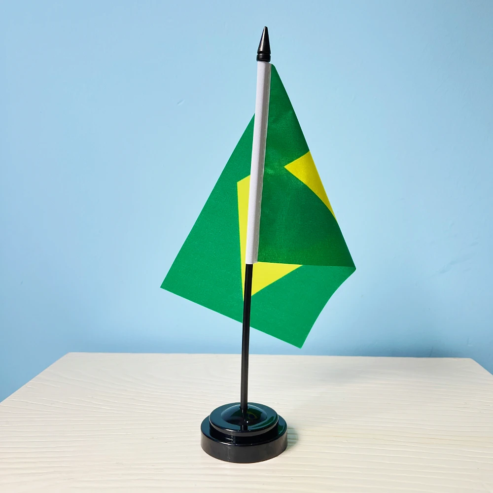 14x21cm Office Desk Cabinet Flag Of Brasil Brazilian Table Stand Pole Flagtick Brazil Room Decoration