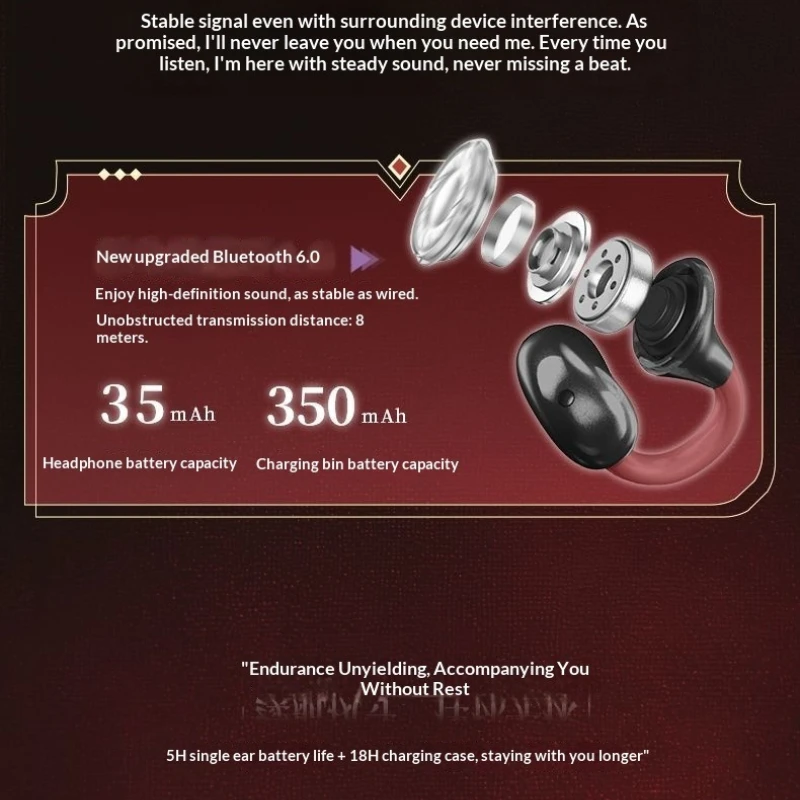 Love and Deepspace Sylus Otome Game Cosplay Bluetooth Headset Cartoon BlueTooths Earphone Ear Clip Headphones Bone Conduction image 5