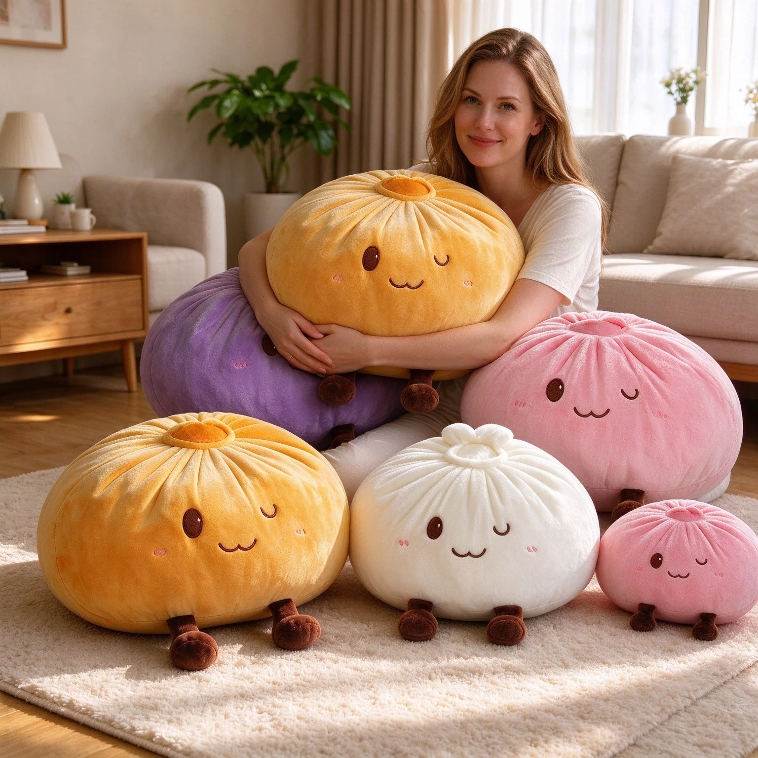 Cute Dumpling Plush Pillow Funny Stuffed Animal Plushies Toys Ultra-Soft Premium Material For Room Car Sofa Decoration For