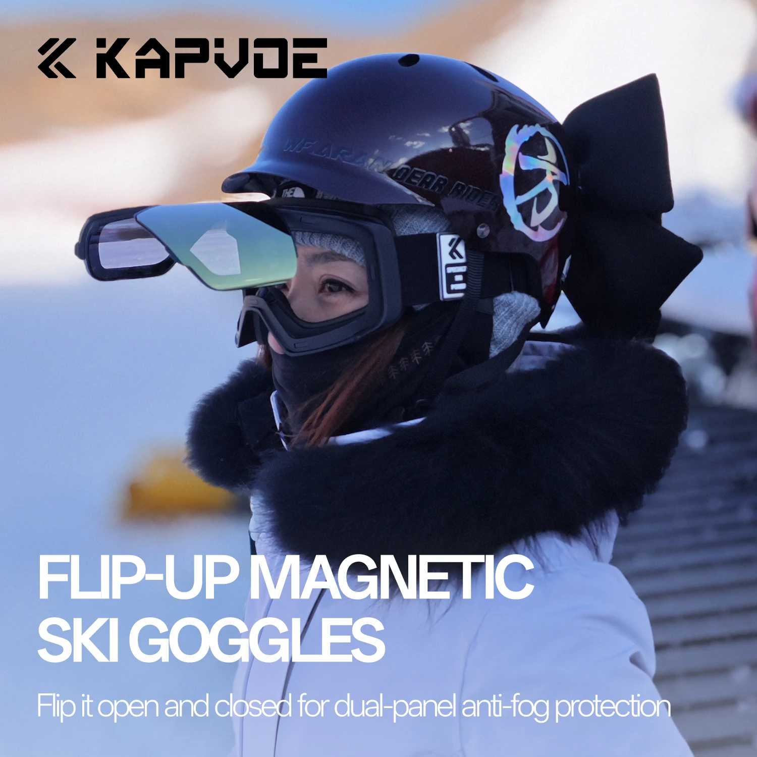 Kapvoe Ski Glasses UV400 Photochromic Anti-Fog Lens Protection Colored Winter Skiing Sports Snowboarding Snowmobiling Glasses