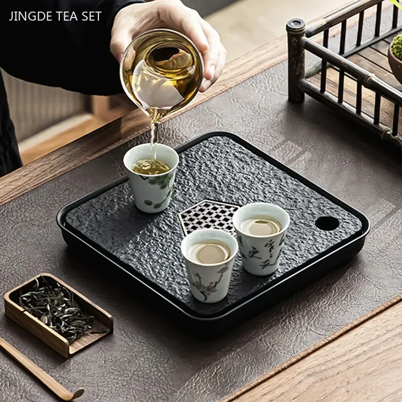 Light Luxury Home Tea Tray Small Water Storage Tea Set Tray Dry and Wet Dual Purpose Tray Traditional Custom Tea Accessories