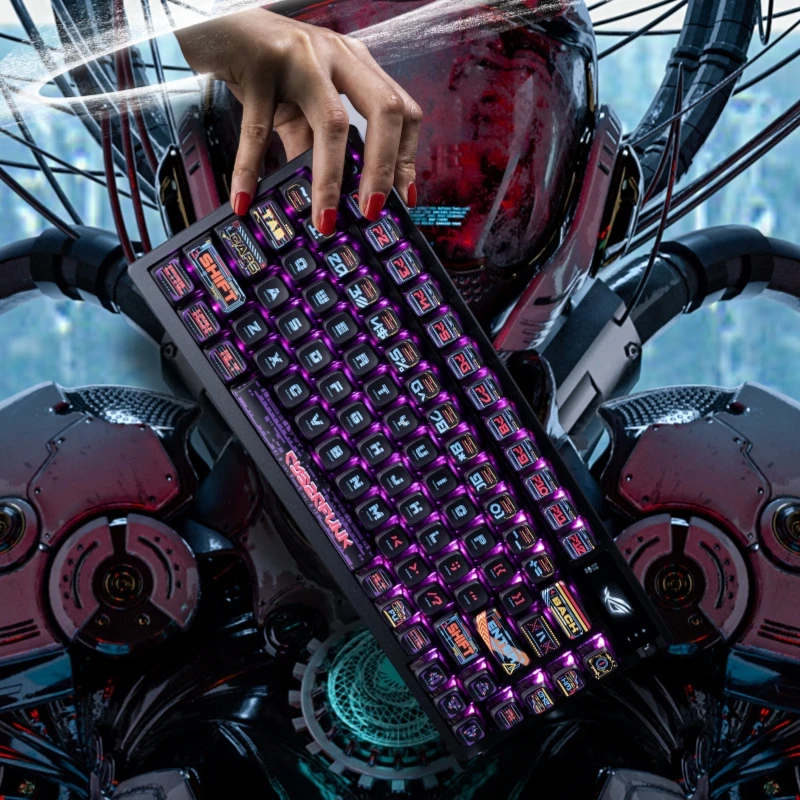 Imagem -04 - Keycap Pudim Transparente Adaptado ao Teclado Mecânico Função Cyberpunk 122 Teclas Perfil Asa Material Pbt Quatro Lados