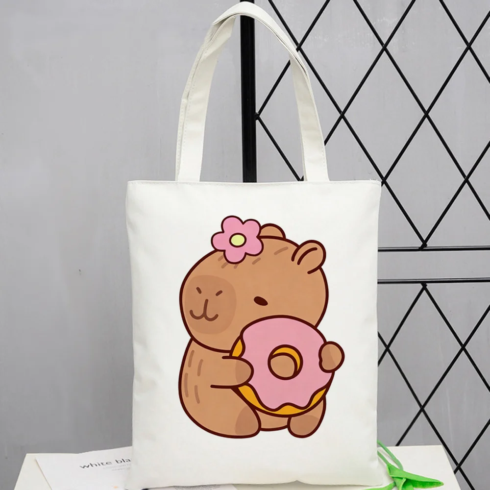 Capybara tote bag shopping canvas  foldable torba na zakupy shopper femme