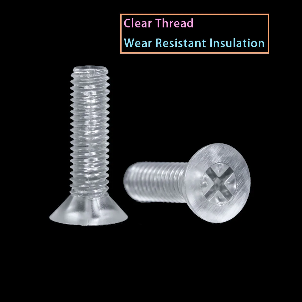 M2.5-M8 Clear PC Phillips Countersunk Plastic Screws Transparent Insulated Acrylic Fasteners