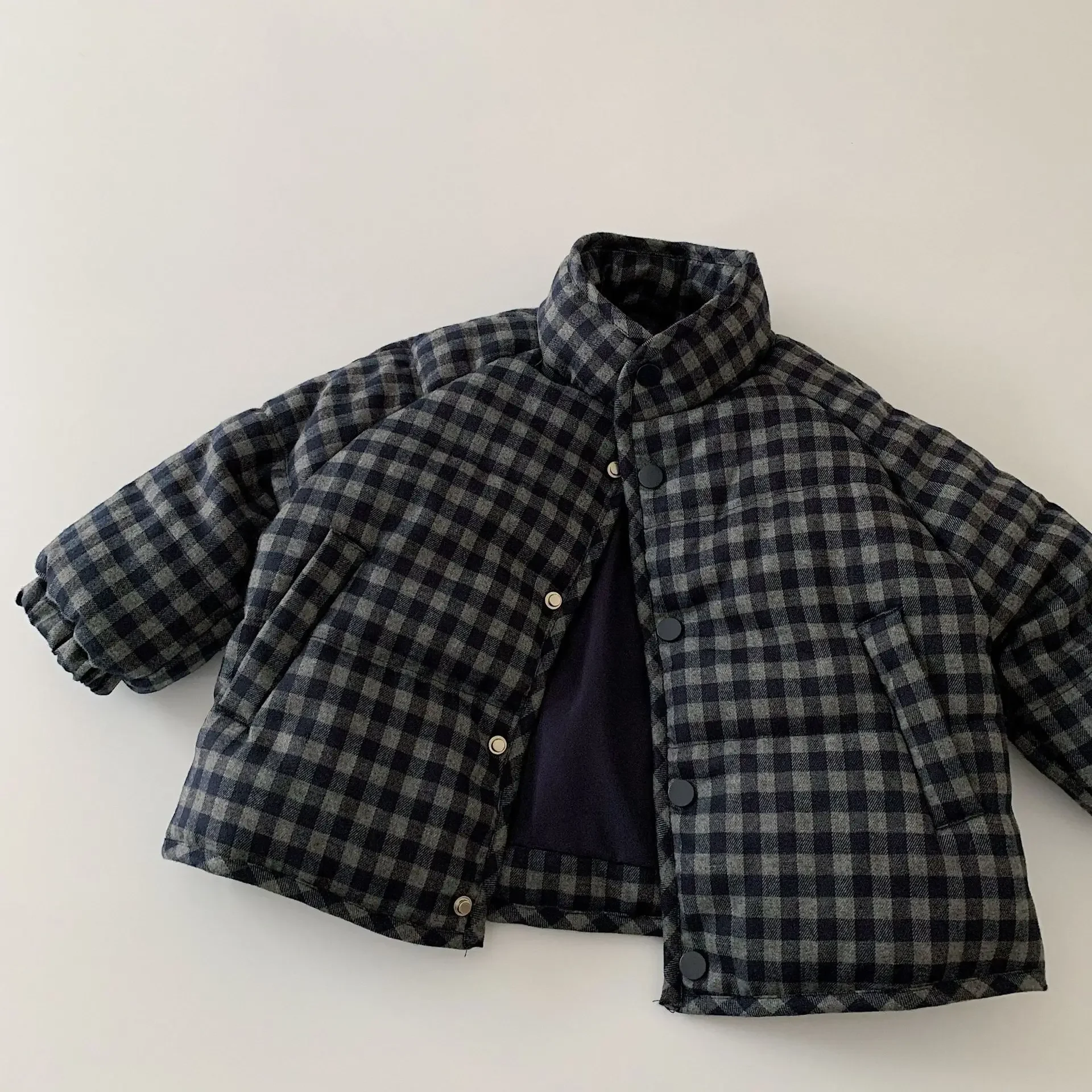 

2-7Y Kids Checkered Padded Jacket 2025 Kids Boys Girls Casual Plaid Cotton Coat Warm Thickened Children Winter Coat Clothes