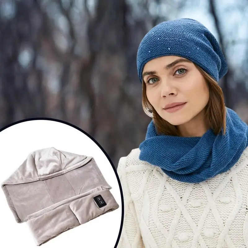 

USB Heating Scarf Neck Heating Pad Rechargeable With Hood Rechargeable Neck Warmer With 3 Heating Levels Soft Warm Neck Pad