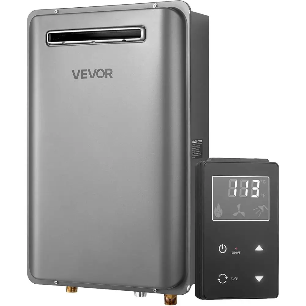 

Уличный умный водонагреватель на 5,3 галлона, 120 000 BTU, серебристо-серый, с контролем температуры и соединениями 3/4 NPT