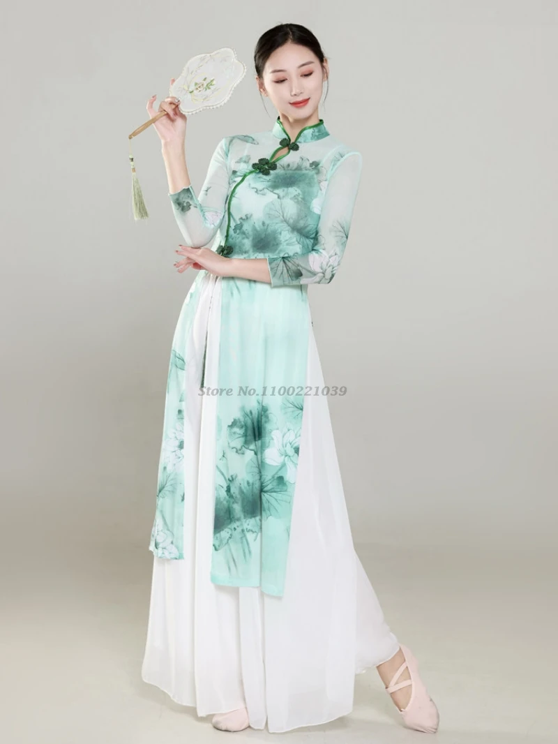 2026-ensemble-qipao-et-pantalon-vintage-chinois-imprime-floral-en-maille-costume-de-scene-traditionnel-pour-entrainement-et-exercice