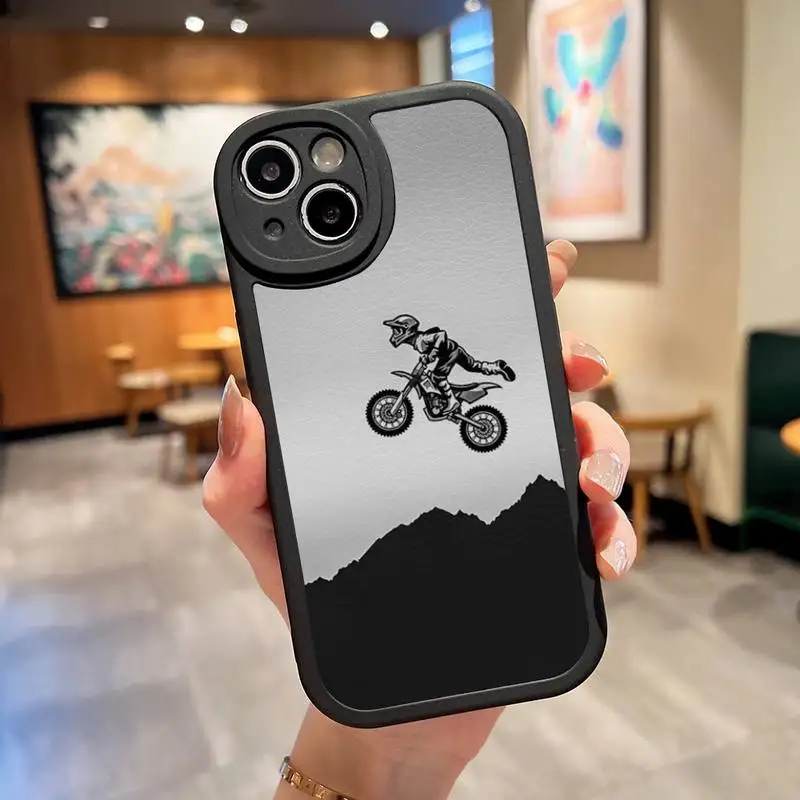 Cartoon Cool Biker Motorcycle Phone Case For IPhone 14 13 12 11 Pro Max Mini Xs X Xr 7 8 Plus SE2020 Silicone Soft Leather Cover