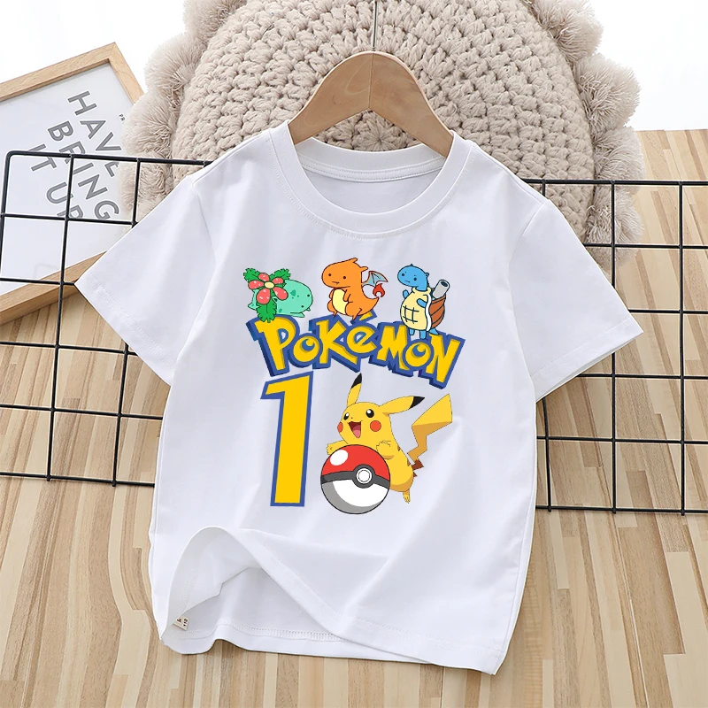 Pokemon Pikachu Boys Girls Child T Shirt Clothes Tops Children's Clothing Cartoon Summer Cute Cotton Short Sleeve Tee Kids Gifts