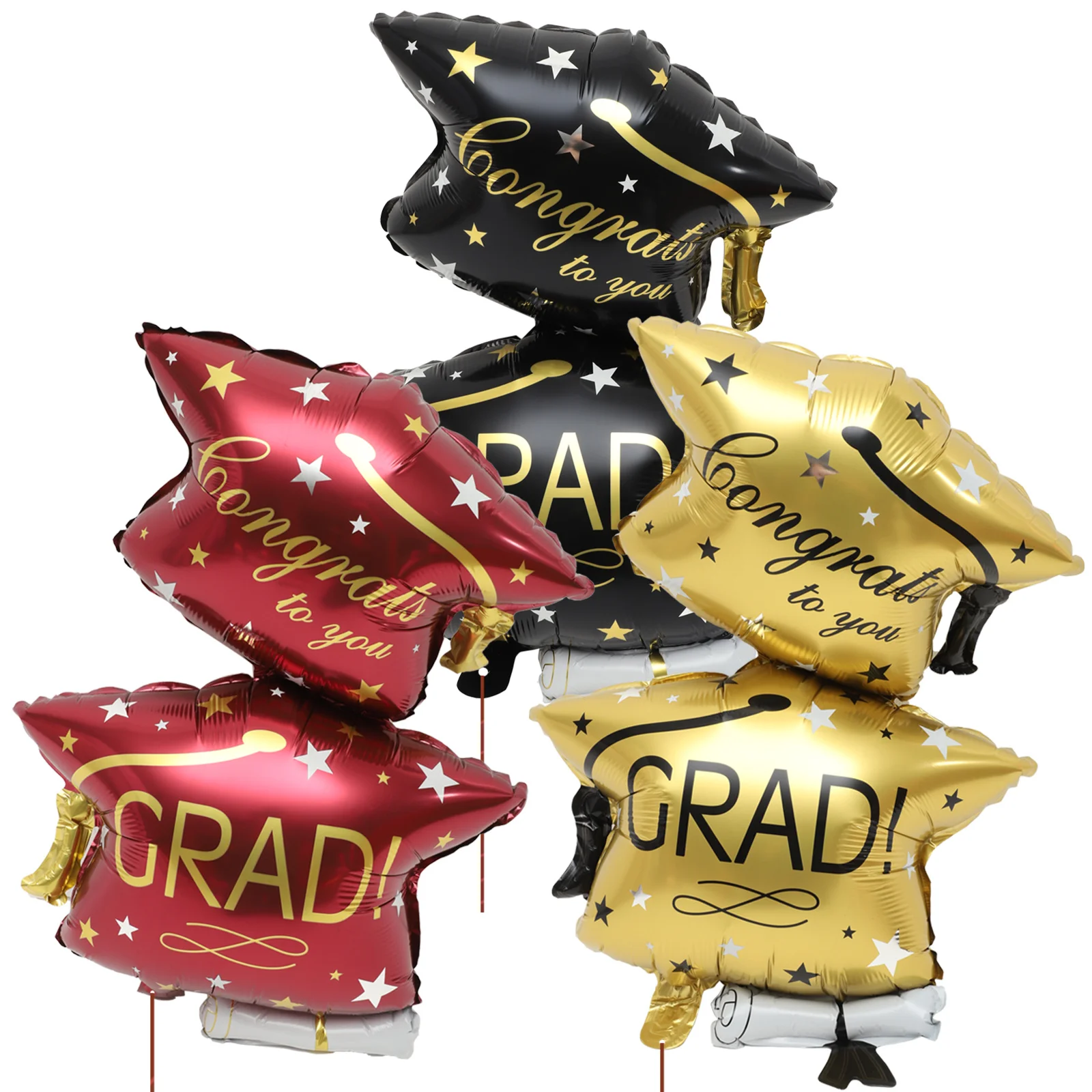 

6Pcs Aluminum Foil Graduation Cap Balloons Large Grad Caps Party Decoration Graduation Party Supplies Photo Props