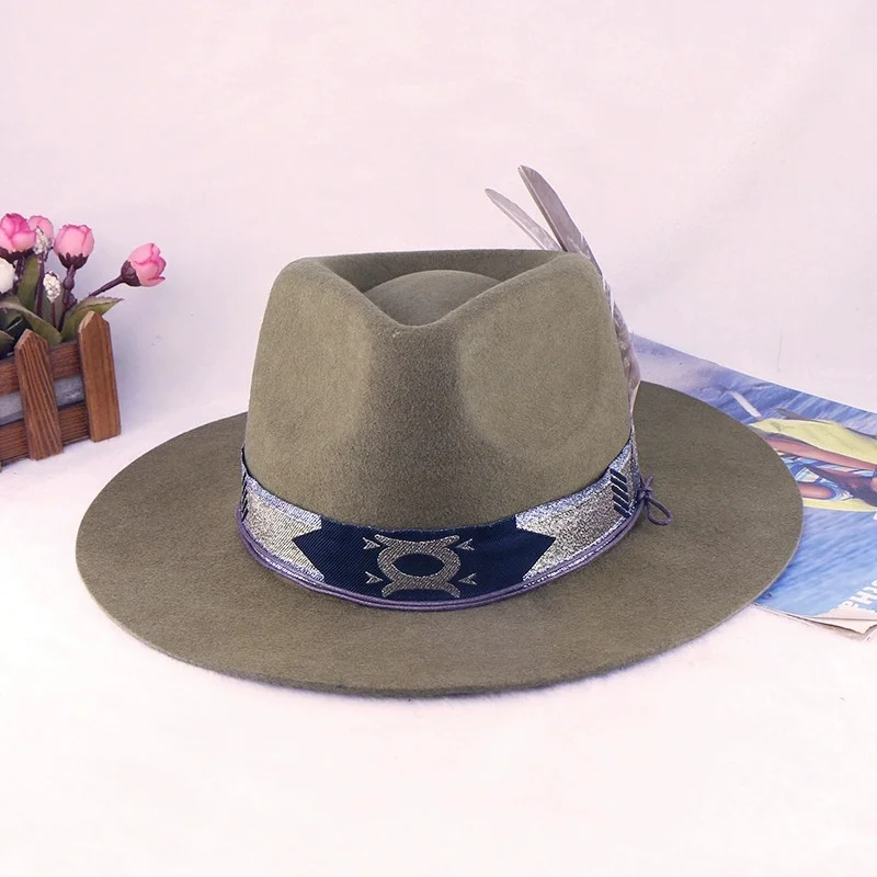 Men's & Women's Fashionable Wool Western Hats, Distressed Vintage Hats, Jazz Hats, Versatile Rider Caps, and Outdoor Sun Caps